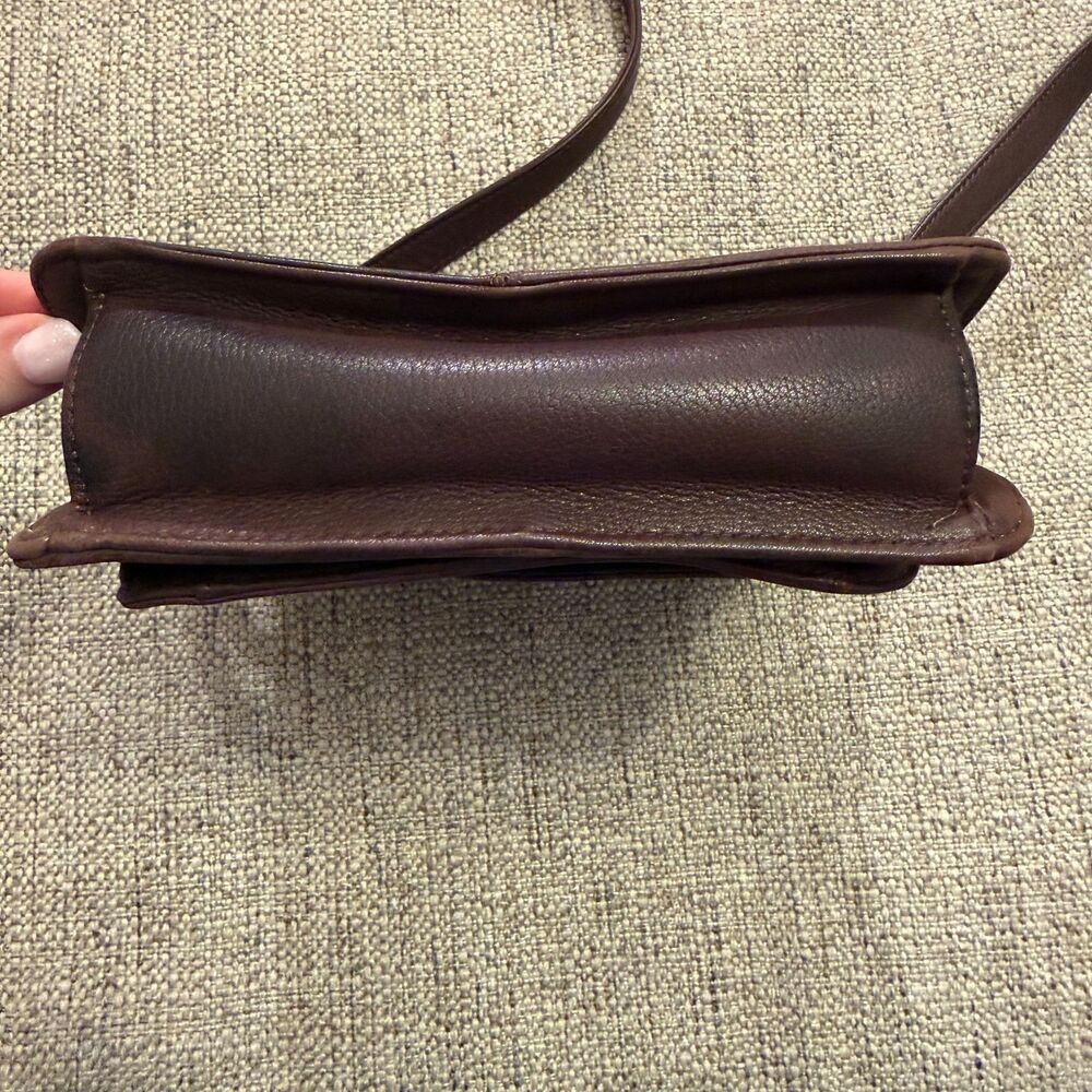Vintage Fossil 1954 Brown Pebbled Leather Crossbody Bag Adjustable Sling Purse - Picture 3 of 10